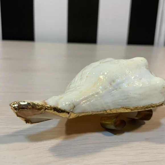 Vintage 1970s Real Shell Belt Buckle Ivory & Gold Nautical Coastal Beach Vibe - Picture 13 of 17